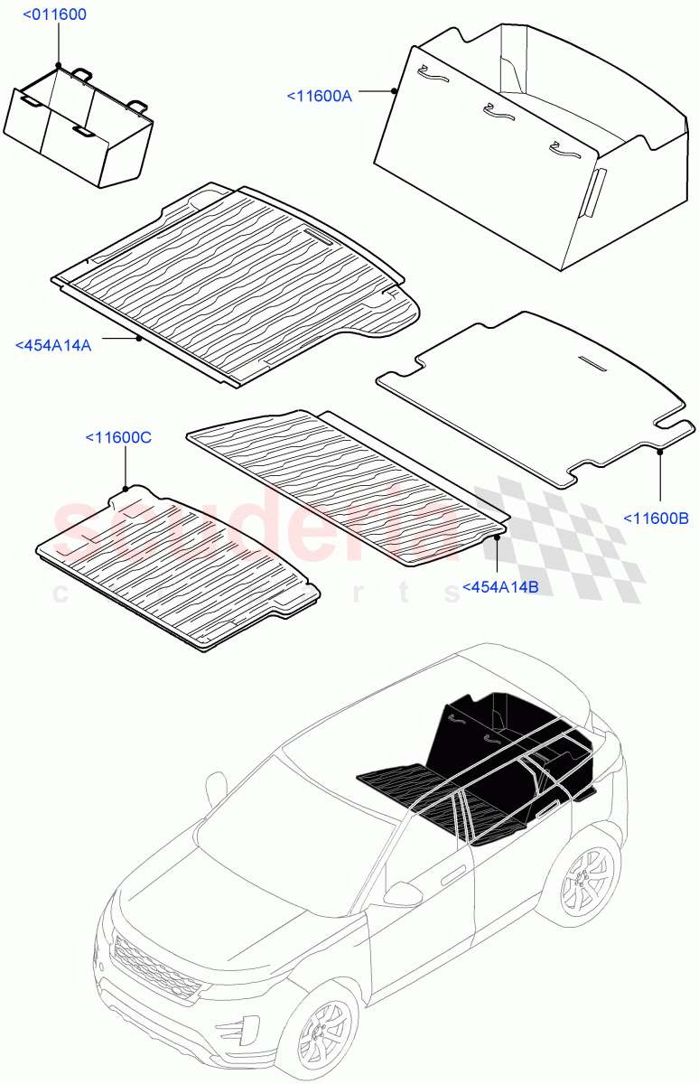 Loadspace Protection Mats (Halewood (UK)) of Land Rover Land Rover Range Rover Evoque (2019+) [2.0 Turbo Diesel AJ21D4]