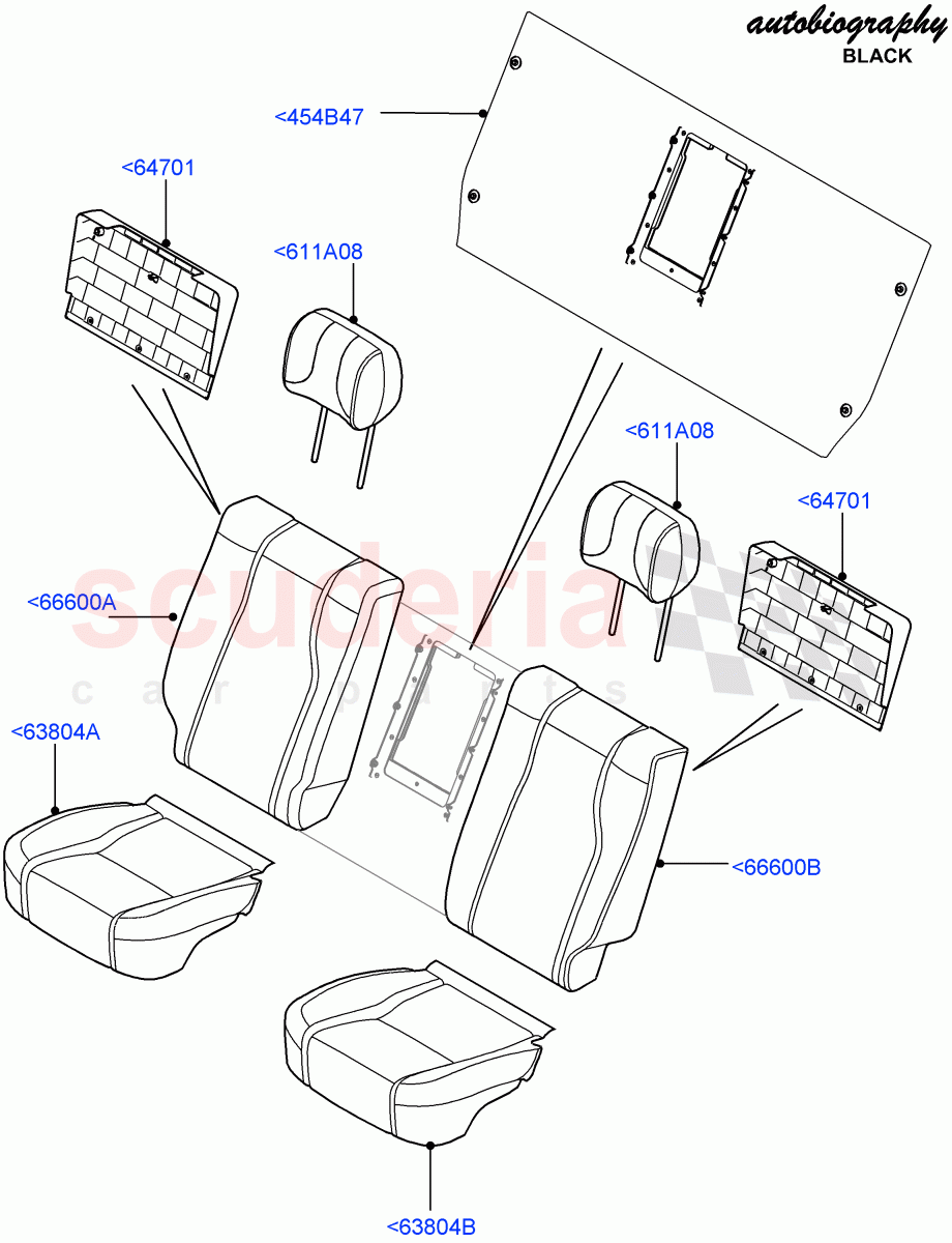 Rear Seat Covers (Autobiography Black / SV Autobiography) (With 40/40 Split Individual Rr Seat) ((V) FROMEA000001, (V) TOHA999999) of Land Rover Land Rover Range Rover (2012-2021) [2.0 Turbo Petrol GTDI]