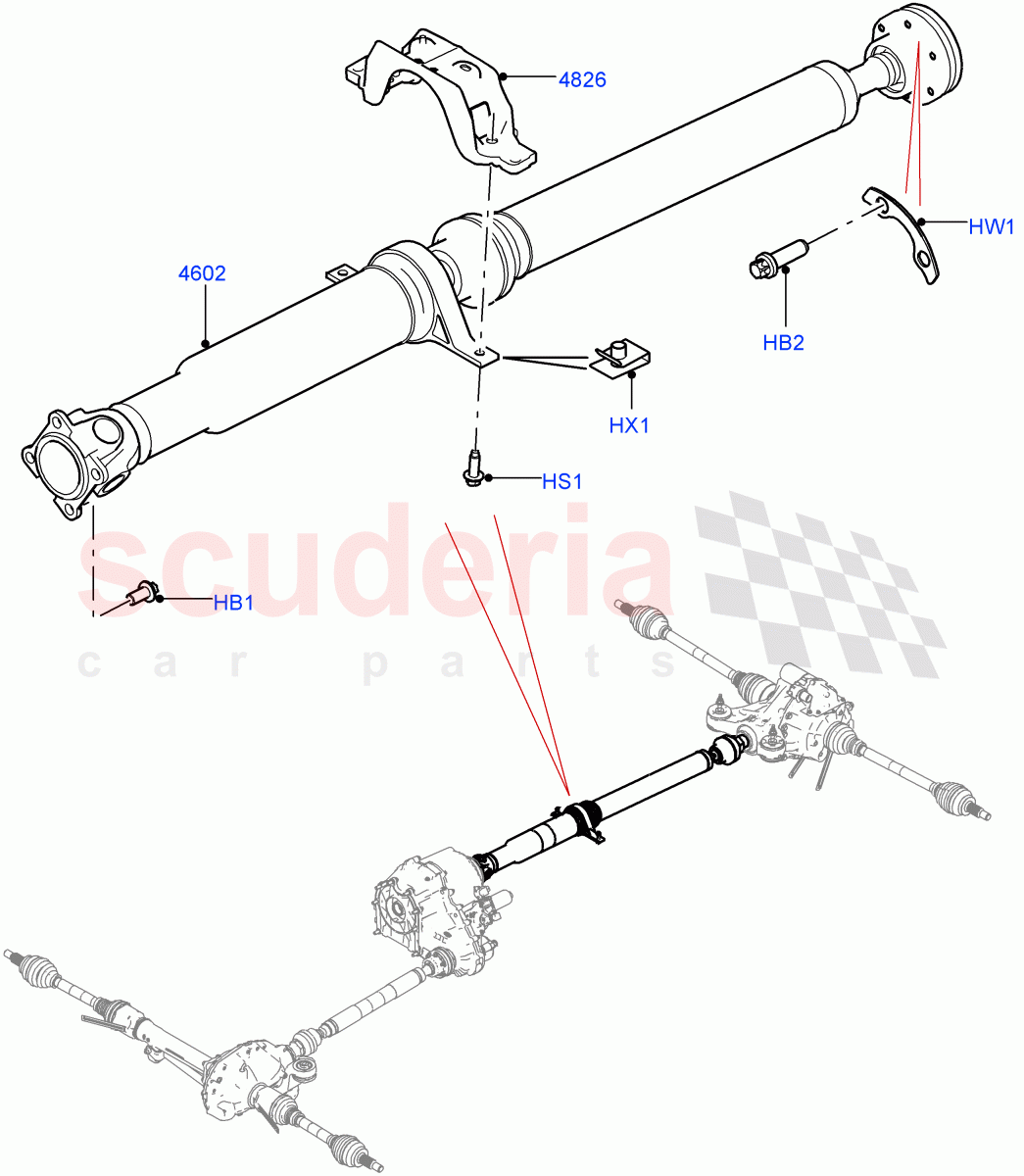 Drive Shaft - Rear Axle Drive (Solihull Plant Build, Propshaft) ((V) FROMHA000001) of Land Rover Land Rover Discovery 5 (2017+) [3.0 I6 Turbo Diesel AJ20D6]