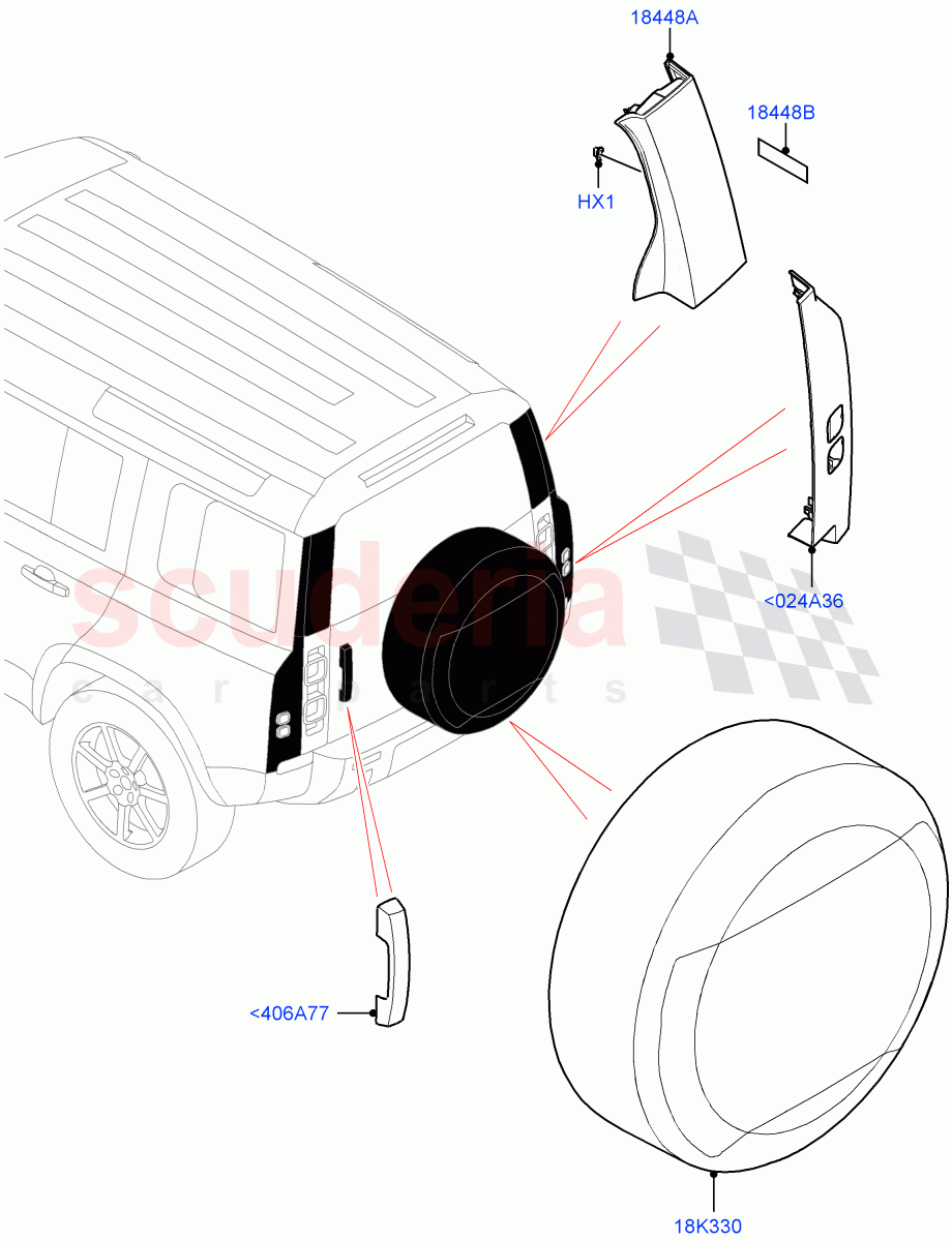 Luggage Compartment Door (Finisher) of Land Rover Land Rover Defender (2020+) [3.0 I6 Turbo Petrol AJ20P6]