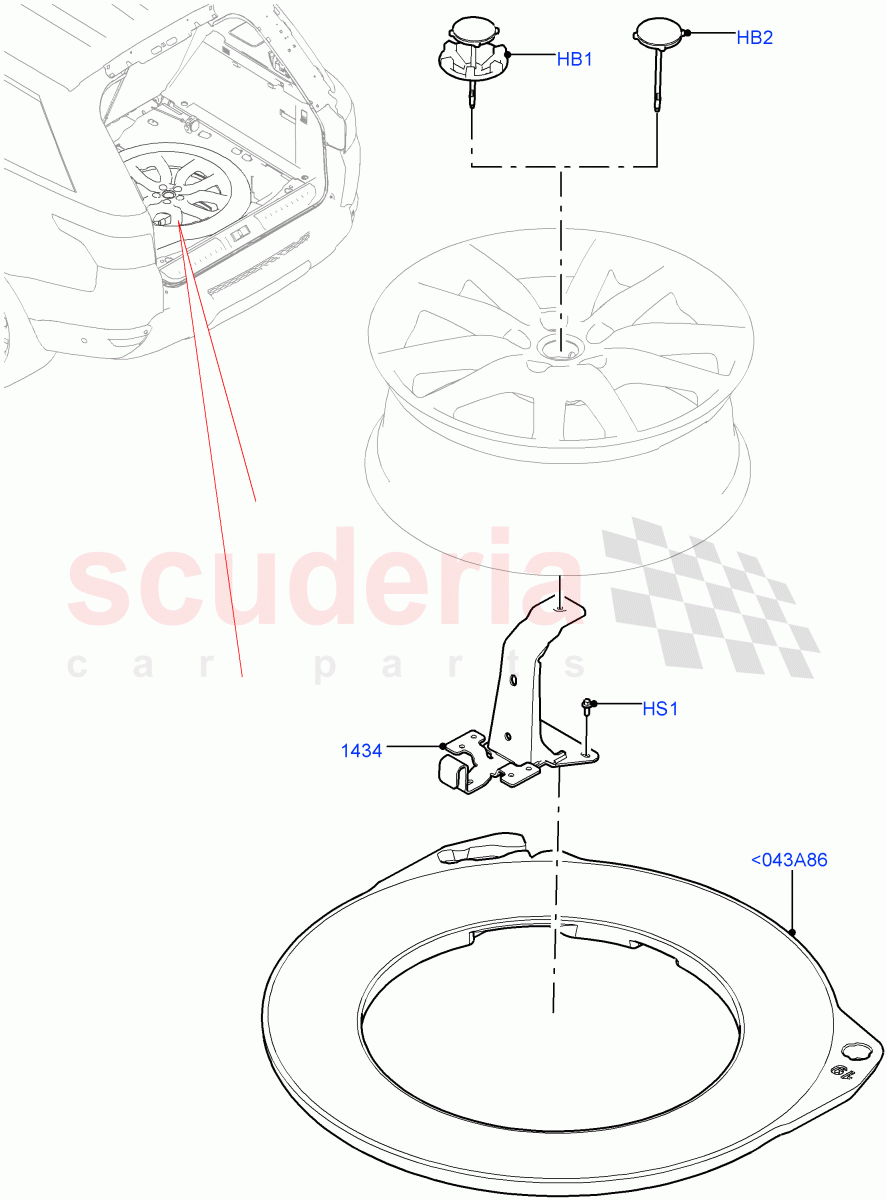 Spare Wheel Carrier (With 5 Seat Configuration) ((V) FROMJA000001) of Land Rover Land Rover Range Rover Sport (2014+) [3.0 DOHC GDI SC V6 Petrol]
