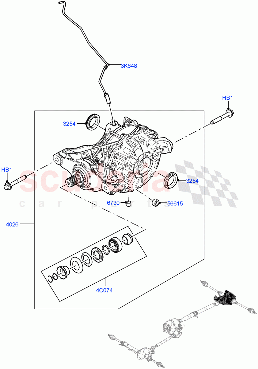 Rear Axle (Rear Axle Open Diff w/TVBB) of Land Rover Land Rover Range Rover (2022+) [4.4 V8 Turbo Petrol NC10]