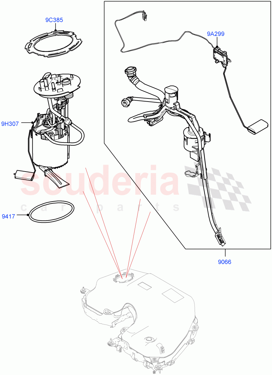 Fuel Pump And Sender Unit (4.4L DOHC DITC V8 Diesel) ((V) FROMHA000001) of Land Rover Land Rover Range Rover (2012-2021) [4.4 DOHC Diesel V8 DITC]