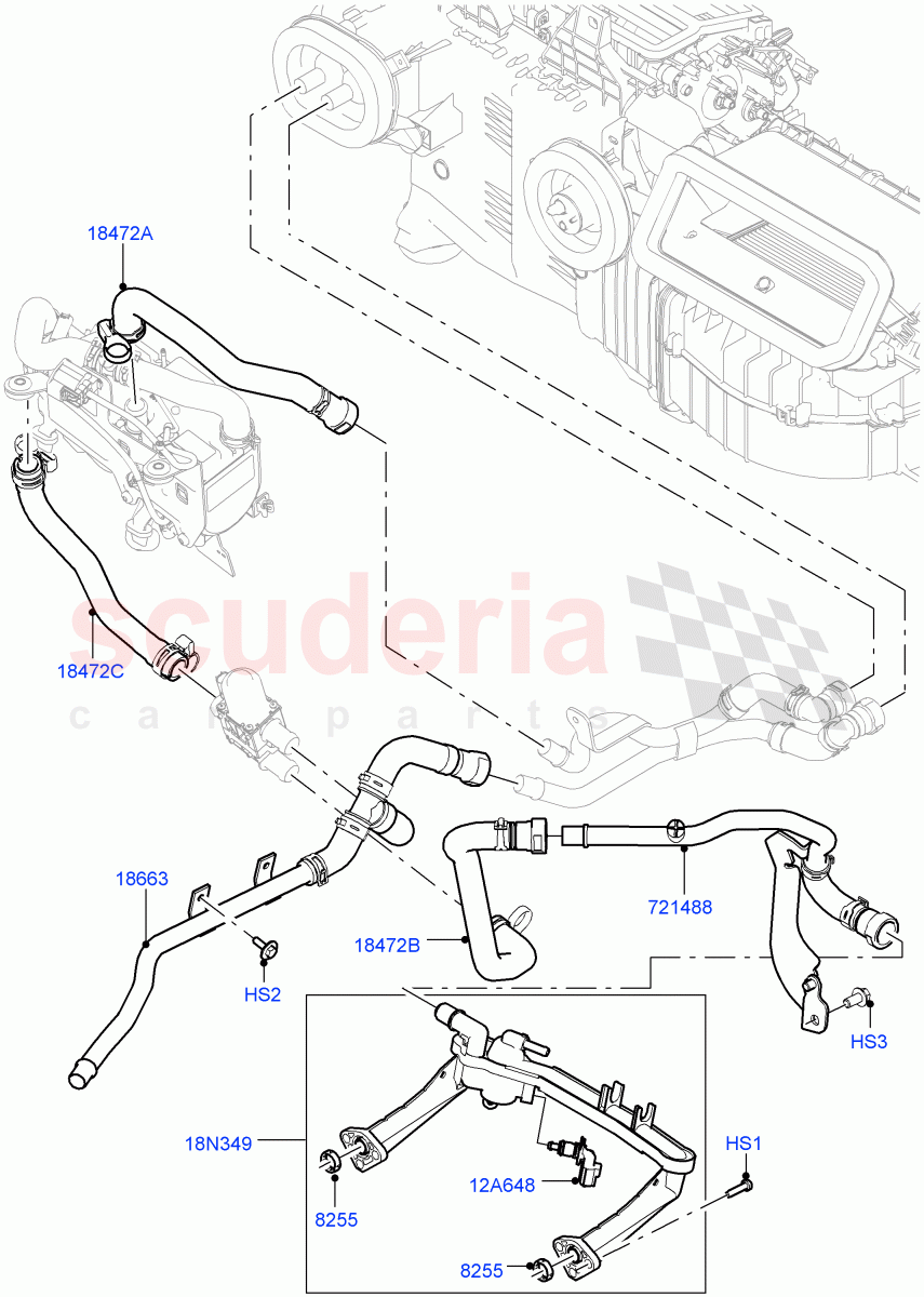 Heater Hoses (Front) (3.0L DOHC GDI SC V6 PETROL, With Fresh Air Heater, With Fuel Fired Heater) ((V) TOHA999999) of Land Rover Land Rover Range Rover Sport (2014+) [3.0 I6 Turbo Petrol AJ20P6]