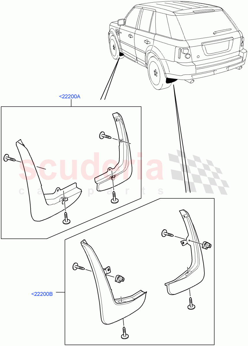 Mudflaps ((V) FROMAA000001) of Land Rover Land Rover Range Rover Sport (2010-2013) [5.0 OHC SGDI NA V8 Petrol]
