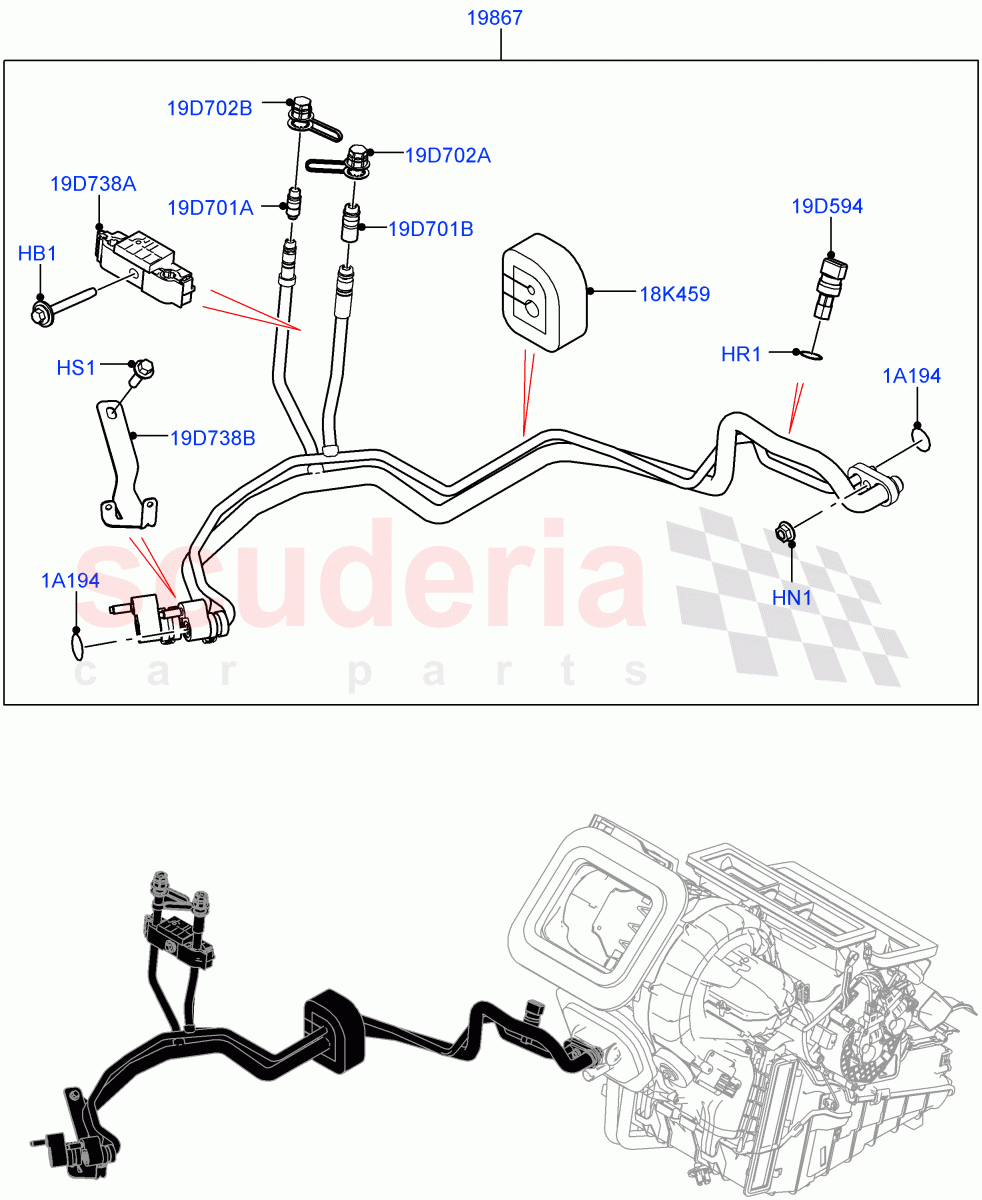 Air Conditioning System (Changsu (China), Air Conditioning Refrigerant-R134A) ((V) TOMG575834) of Land Rover Land Rover Range Rover Evoque (2019+) [1.5 I3 Turbo Petrol AJ20P3]