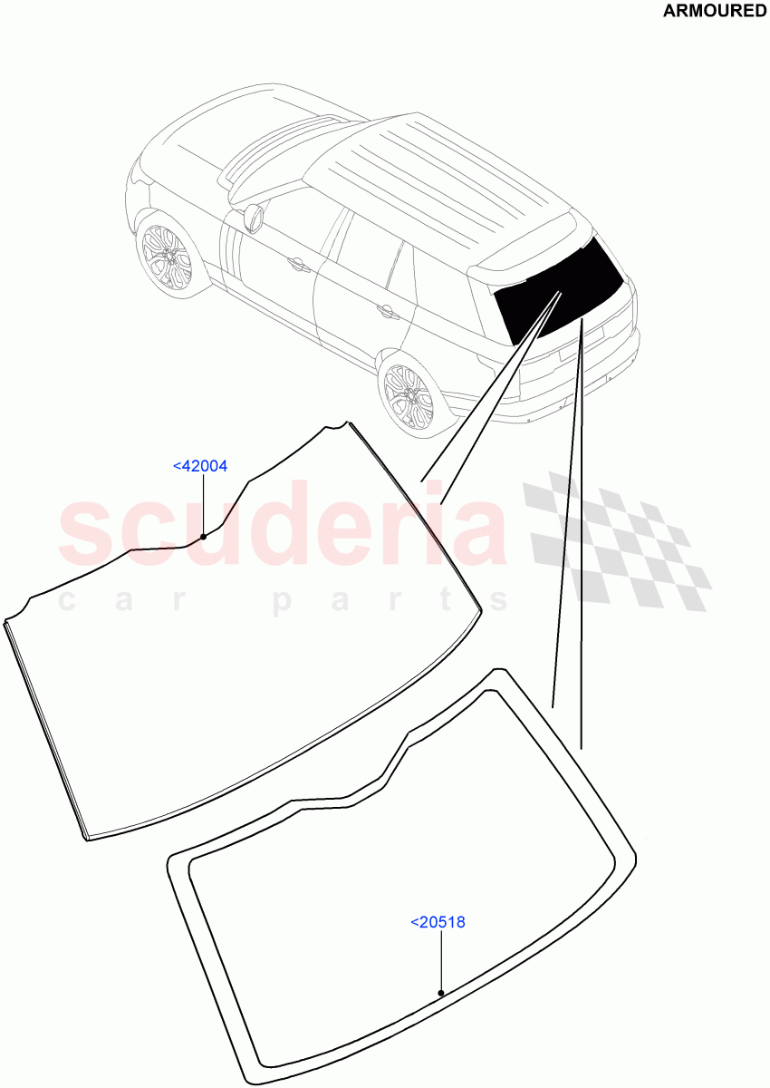 Back Window Glass (Armoured) ((V) FROMEA000001) of Land Rover Land Rover Range Rover (2012-2021) [3.0 I6 Turbo Diesel AJ20D6]