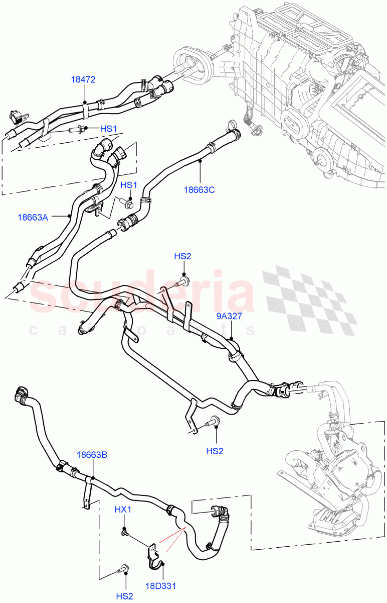 Heater Hoses (3.0 V6 D Gen2 Twin Turbo, Fuel Heater W/Pk Heat With Remote) of Land Rover Land Rover Range Rover Velar (2017+) [3.0 DOHC GDI SC V6 Petrol]