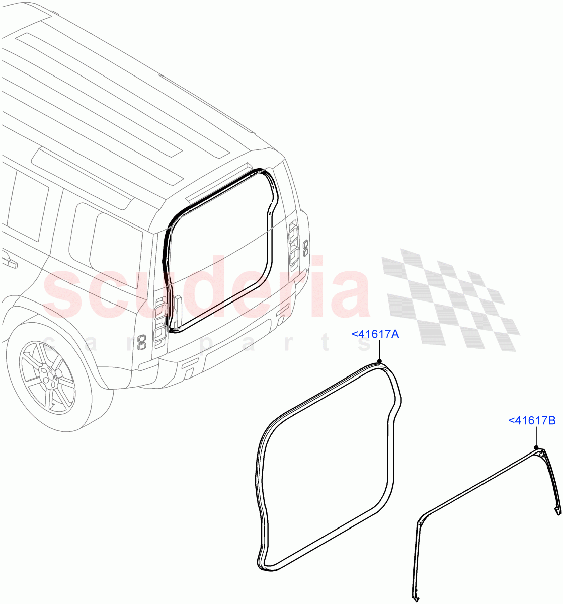 Luggage Compartment Door (Weatherstrips And Seals) of Land Rover Land Rover Defender (2020+) [3.0 I6 Turbo Diesel AJ20D6]
