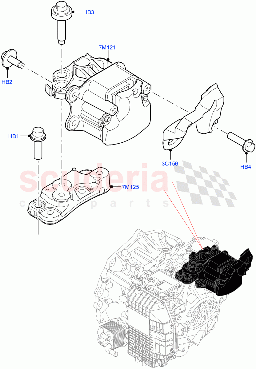 Transmission Mounting (1.5L AJ20P3 Petrol High PHEV, 8 Speed Automatic Trans 8G30, Halewood (UK), 1.5L AJ20P3 Petrol High) ((V) FROMLH000001) of Land Rover Land Rover Discovery Sport (2015+) [2.0 Turbo Diesel AJ21D4]