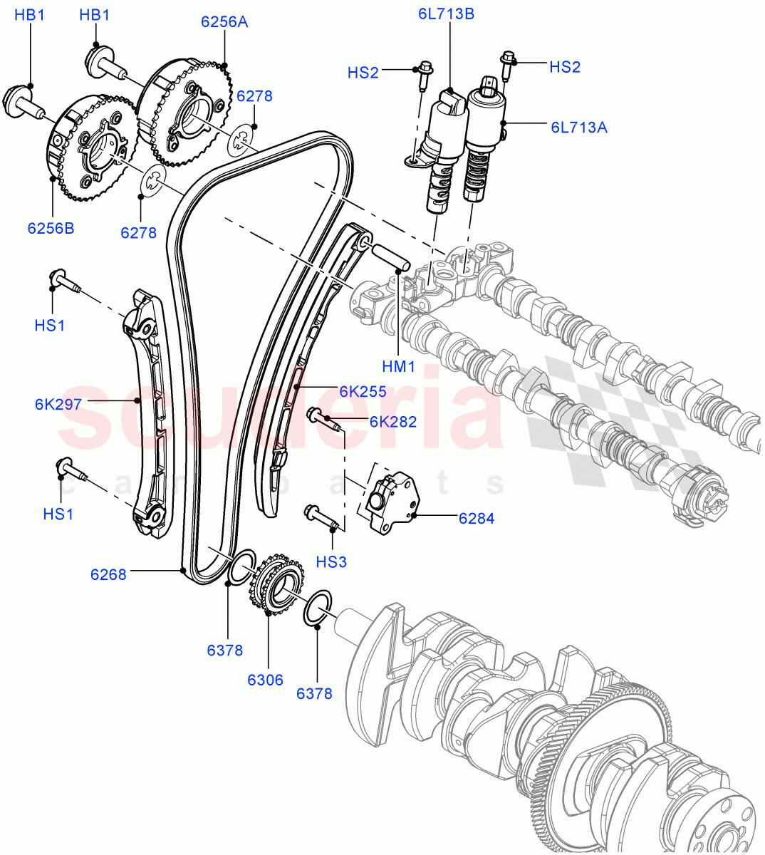 Timing Gear (2.0L 16V TIVCT T/C Gen2 Petrol, Halewood (UK), 2.0L 16V TIVCT T/C 240PS Petrol) of Land Rover Land Rover Range Rover Evoque (2012-2018) [2.0 Turbo Petrol GTDI]