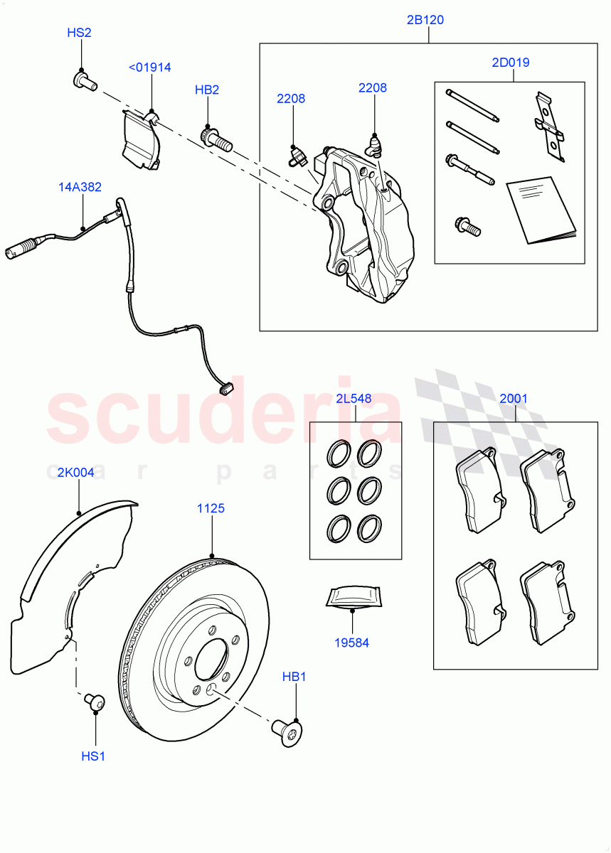 Front Brake Discs And Calipers (3.0L DOHC GDI SC V6 PETROL, Engine Power Source - 380PS/450NM) ((V) FROMGA600000, (V) TOGA652128) of Land Rover Land Rover Range Rover Sport (2014+) [3.0 DOHC GDI SC V6 Petrol]