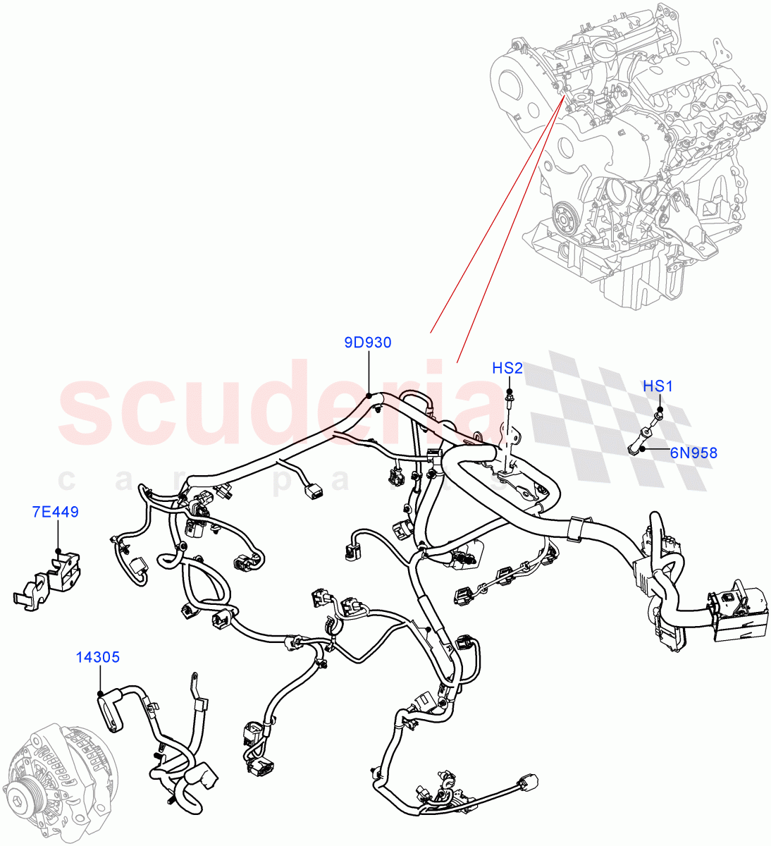 Electrical Wiring - Engine And Dash (3.0 V6 D Low MT ROW) ((V) FROMHA000001) of Land Rover Land Rover Range Rover (2012-2021) [3.0 DOHC GDI SC V6 Petrol]
