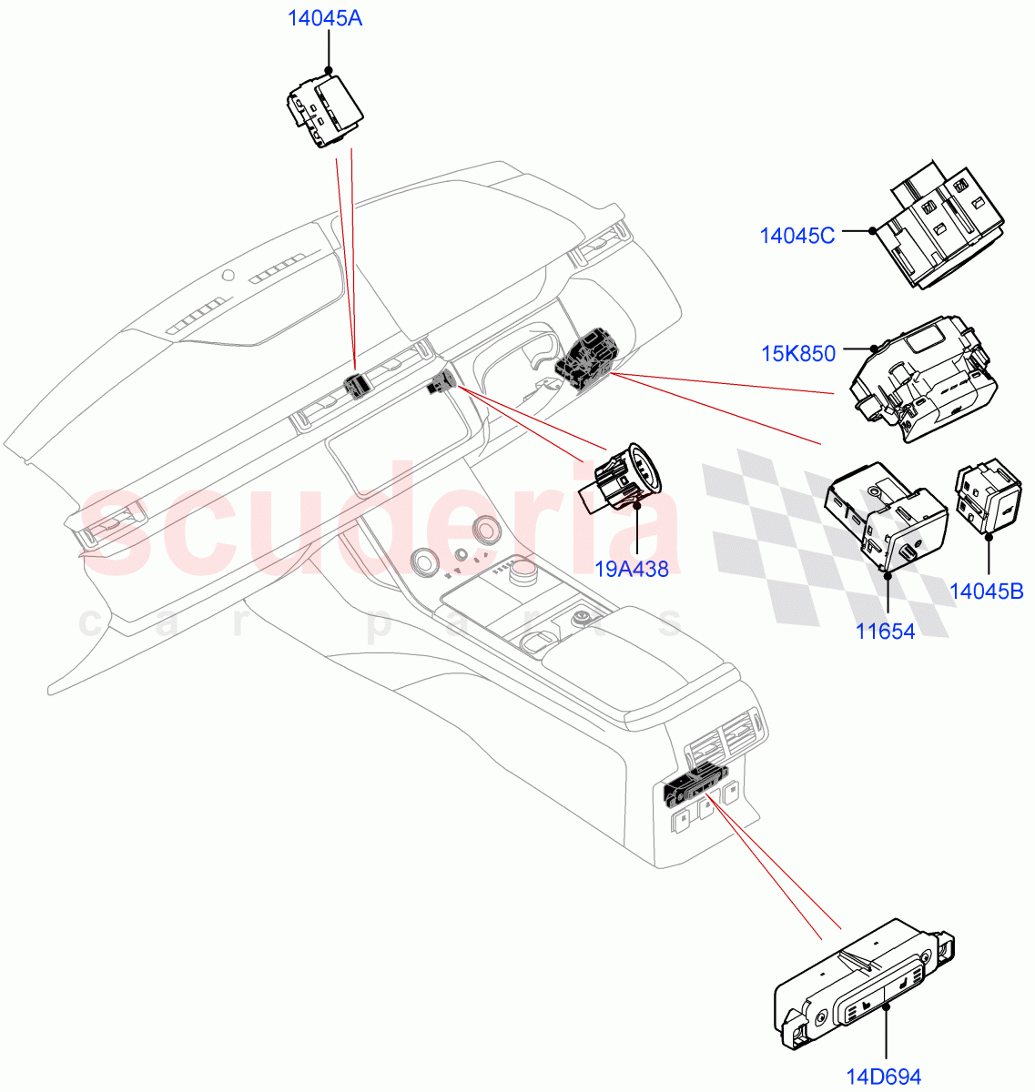 Switches (Console) of Land Rover Land Rover Range Rover Velar (2017+) [2.0 Turbo Diesel]