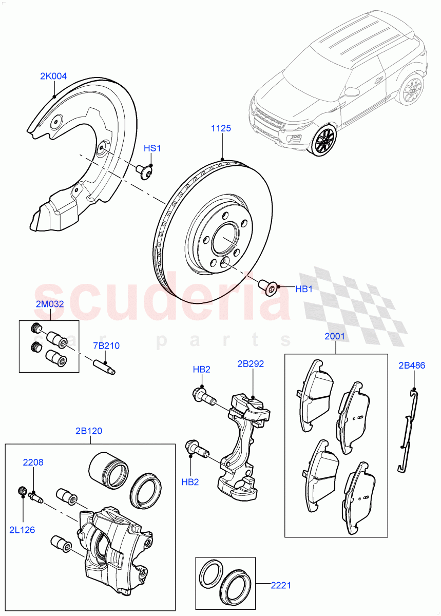 Front Brake Discs And Calipers (Changsu (China)) ((V) FROMEG000001, (V) TOGG134737) of Land Rover Land Rover Range Rover Evoque (2012-2018) [2.0 Turbo Petrol AJ200P]