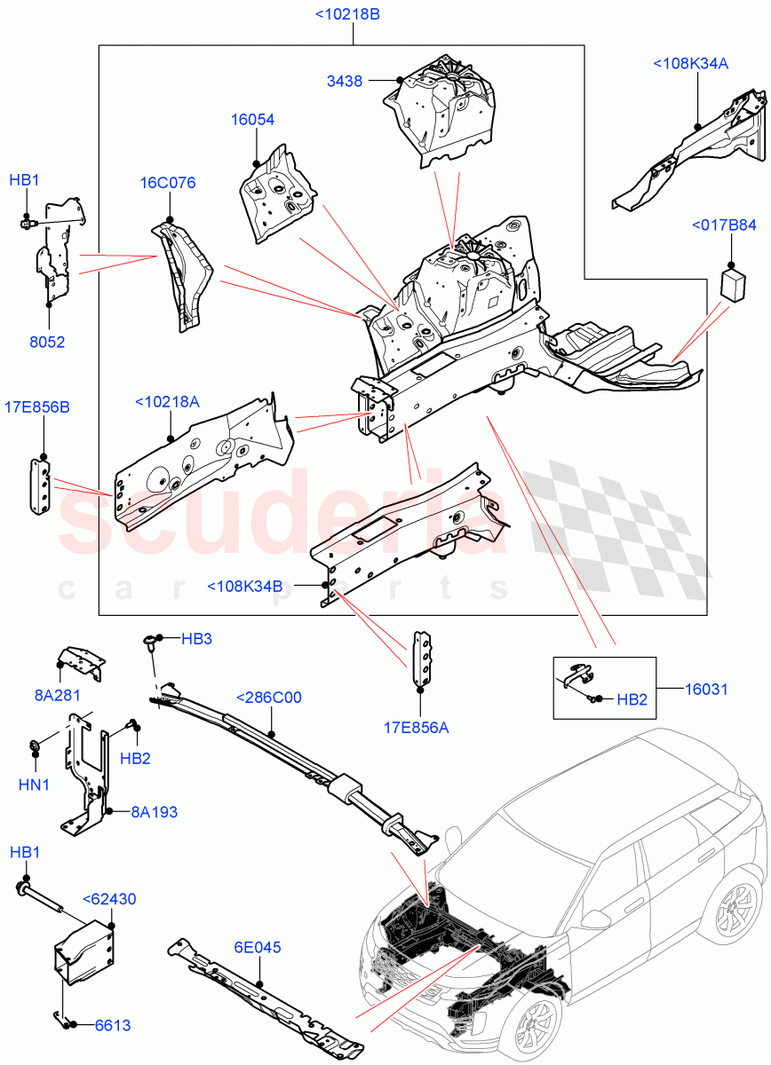 Front Panels, Aprons & Side Members (Reinforcement - Member) (Halewood (UK)) of Land Rover Land Rover Range Rover Evoque (2019+) [1.5 I3 Turbo Petrol AJ20P3]