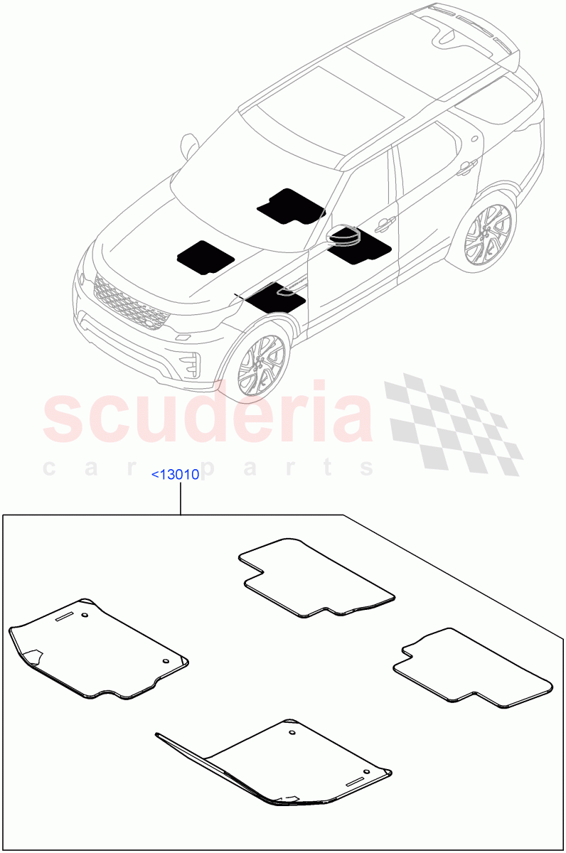 Floor Mats (Solihull Plant Build, Nitra Plant Build) of Land Rover Land Rover Discovery 5 (2017+) [2.0 Turbo Petrol AJ200P]