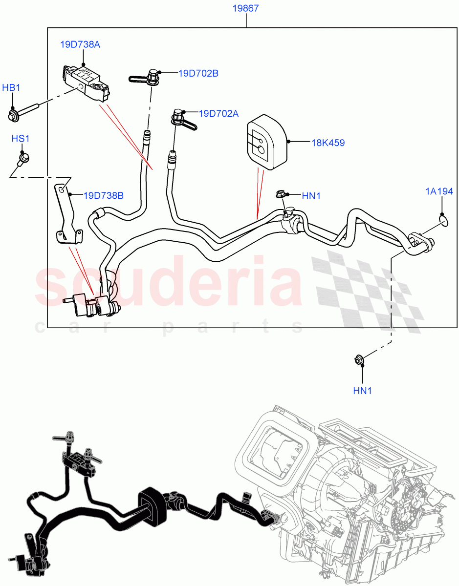 Air Conditioning System (Halewood (UK), Air Con Refrigerant-HF01234YF, Electric Engine Battery-PHEV) ((V) FROMLH000001, (V) TOLH999999) of Land Rover Land Rover Discovery Sport (2015+) [2.0 Turbo Petrol GTDI]