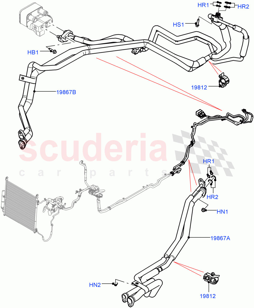 Air Conditioning Condensr/Compressr (Rear) (Premium Air Conditioning-Front/Rear, Electric Engine Battery-PHEV) ((V) FROMKA000001) of Land Rover Land Rover Range Rover (2012-2021) [2.0 Turbo Petrol GTDI]