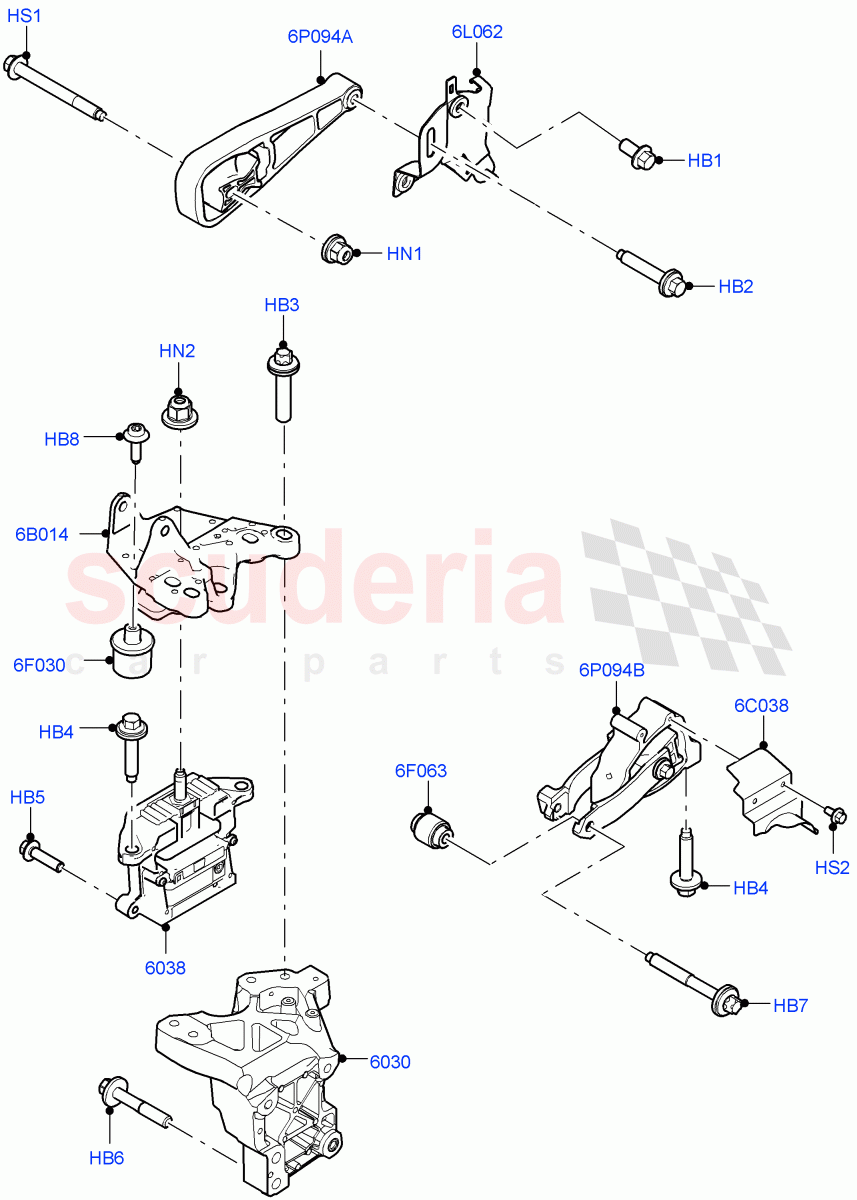 Engine Mounting (1.5L AJ20P3 Petrol High PHEV, Changsu (China)) ((V) FROMKG446857) of Land Rover Land Rover Discovery Sport (2015+) [2.0 Turbo Diesel]