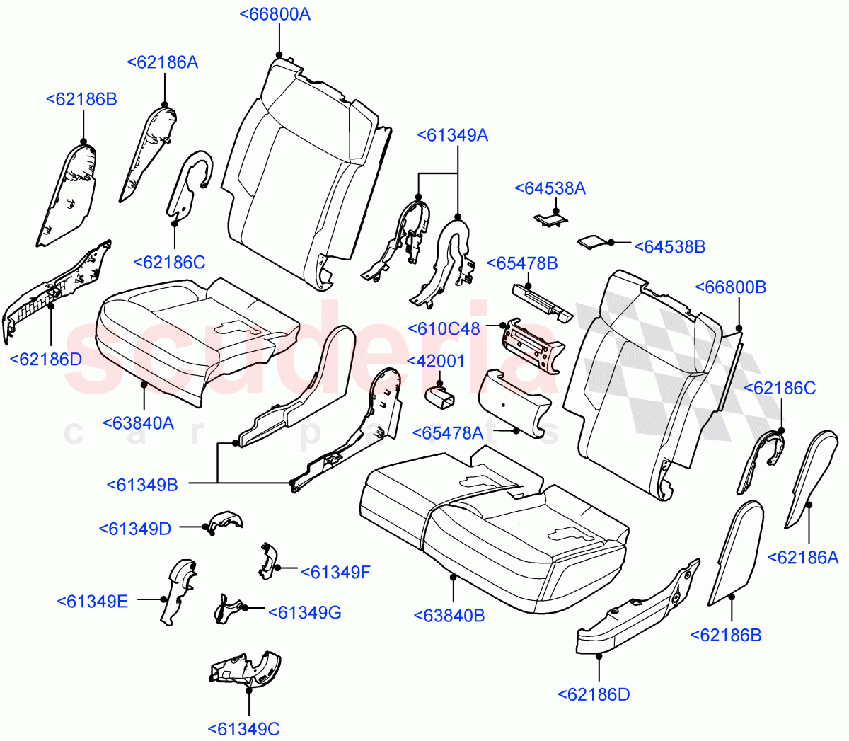 Rear Seat Pads/Valances & Heating (Pads/Valances) (With 60/40 Power Fold Thru Rr Seat, 60/40 Load Through With Slide) of Land Rover Land Rover Range Rover (2022+) [4.4 V8 Turbo Petrol NC10]