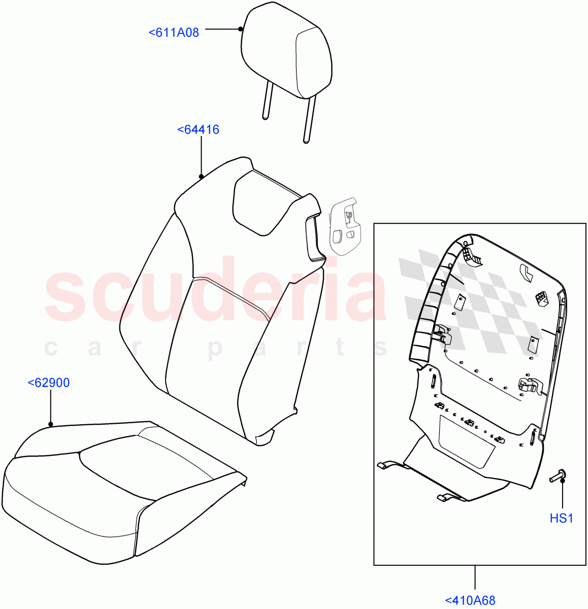 Front Seat Covers (2 Door Convertible, Taurus Leather Perforated, Halewood (UK)) ((V) FROMGH000001) of Land Rover Land Rover Range Rover Evoque (2012-2018) [2.0 Turbo Diesel]