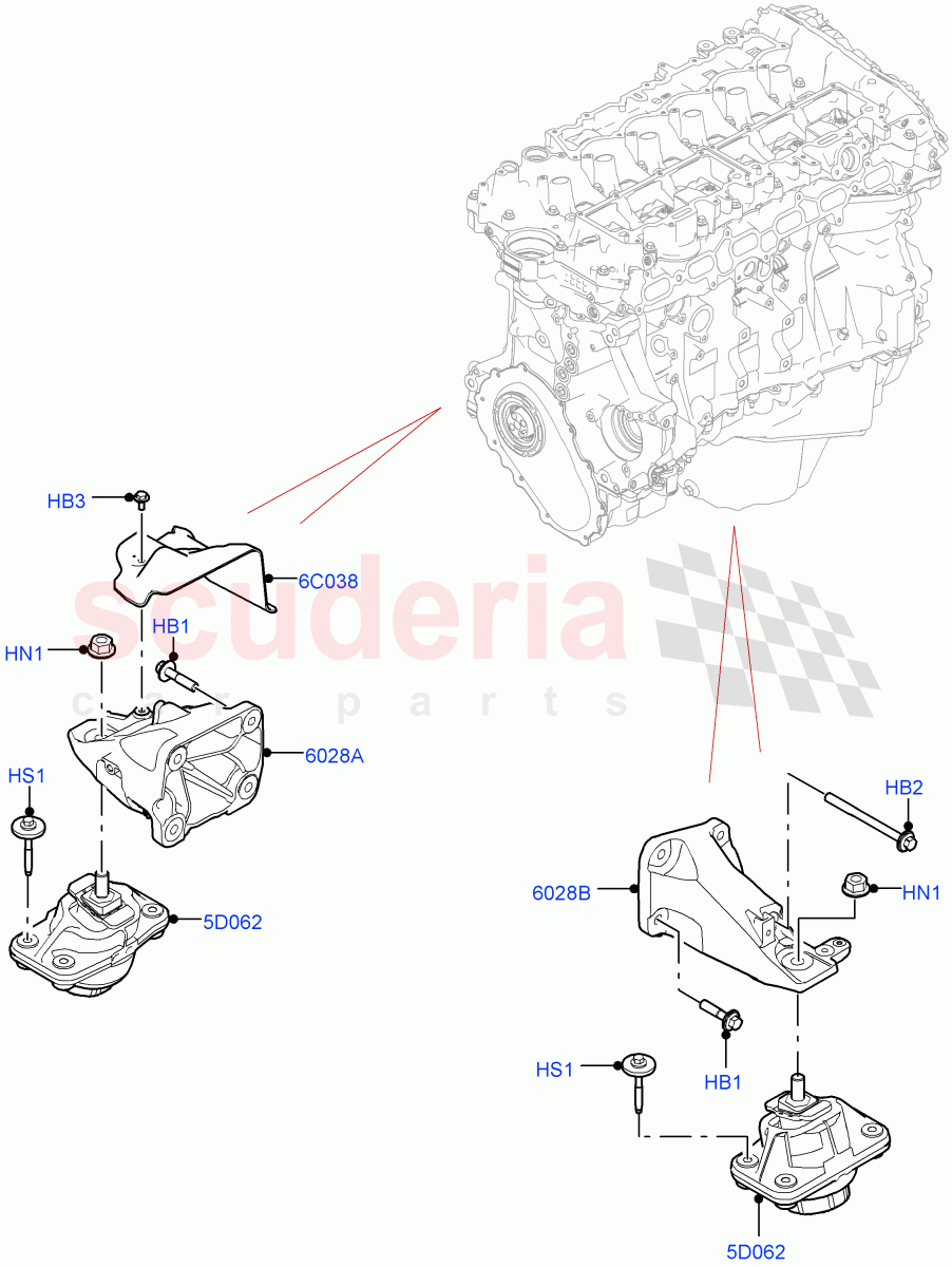 Engine Mounting (3.0L AJ20P6 Petrol High) ((V) FROMKA000001) of Land Rover Land Rover Range Rover (2012-2021) [3.0 Diesel 24V DOHC TC]