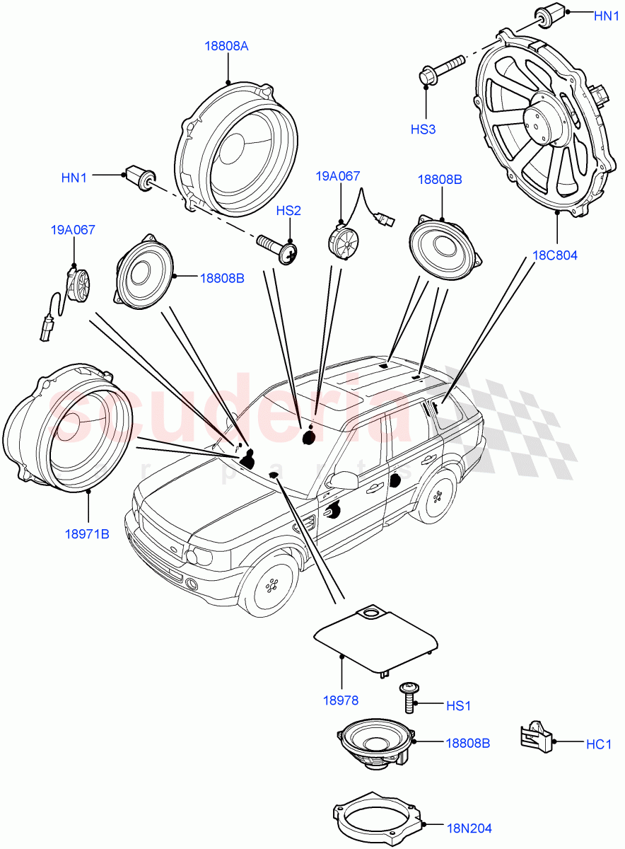 Speakers ((V) TO9A999999) of Land Rover Land Rover Range Rover Sport (2005-2009) [4.4 AJ Petrol V8]