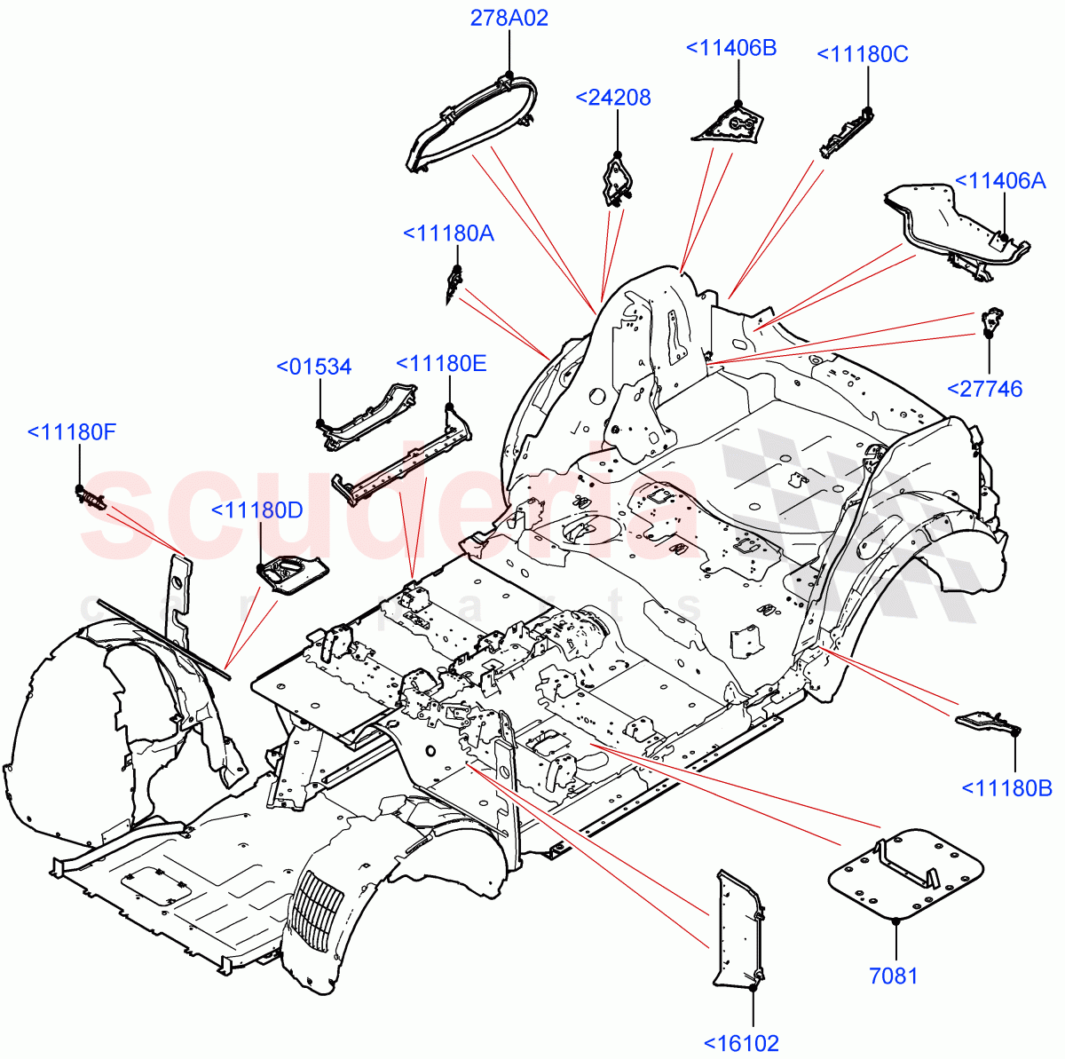 Insulators - Body (Itatiaia (Brazil)) of Land Rover Land Rover Range Rover Evoque (2019+) [1.5 I3 Turbo Petrol AJ20P3]