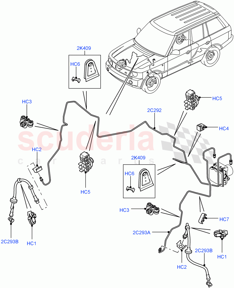Front Brake Pipes (LHD) ((V) FROMAA000001) of Land Rover Land Rover Range Rover (2010-2012) [4.4 DOHC Diesel V8 DITC]