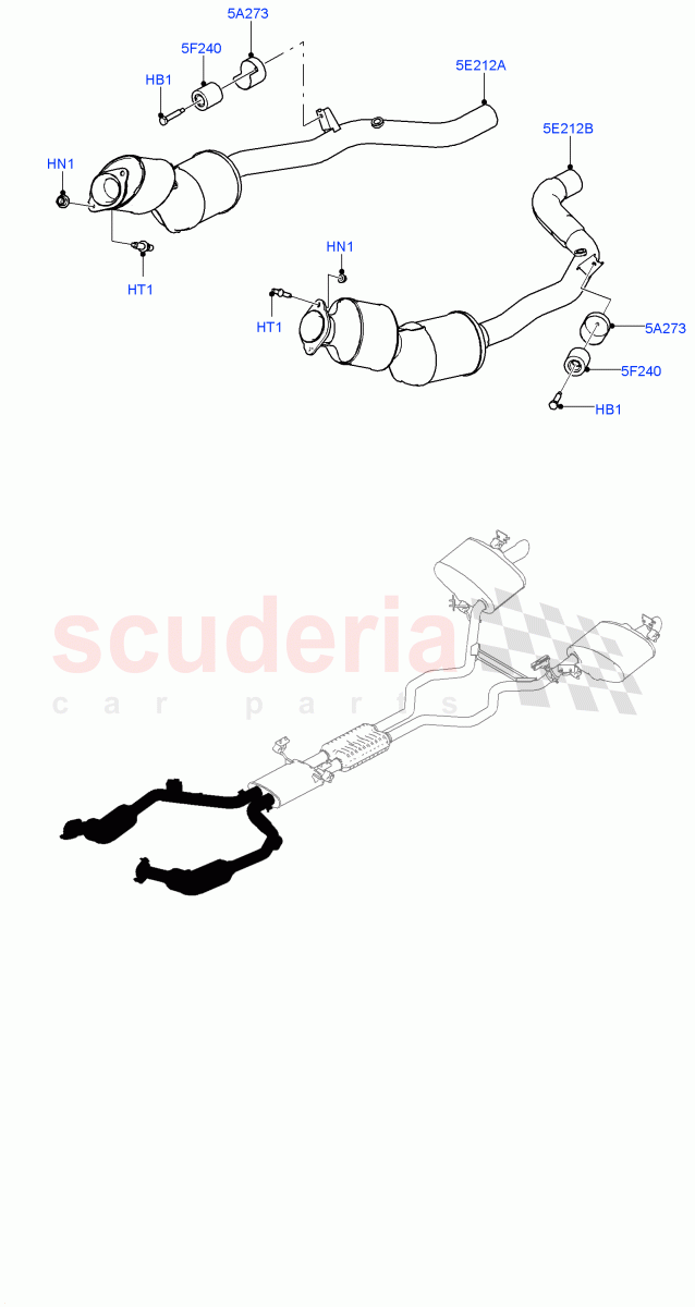Front Exhaust System (Nitra Plant Build) (3.0L DOHC GDI SC V6 PETROL, Beijing 6 Petrol Emission) ((V) FROMK2000001) of Land Rover Land Rover Discovery 5 (2017+) [3.0 DOHC GDI SC V6 Petrol]