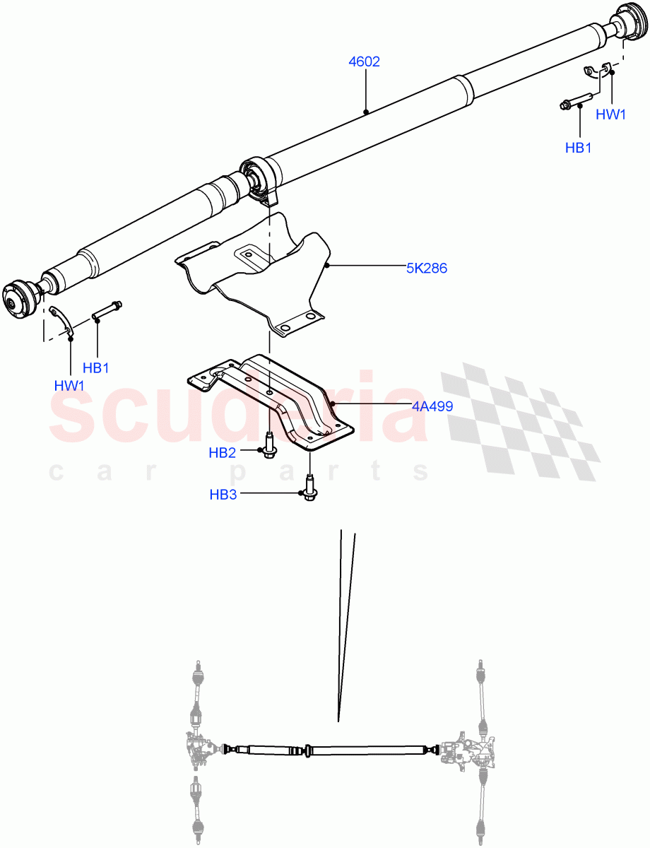Drive Shaft - Rear Axle Drive (Propshaft) (Halewood (UK)) ((V) TODH999999) of Land Rover Land Rover Range Rover Evoque (2012-2018) [2.0 Turbo Petrol GTDI]