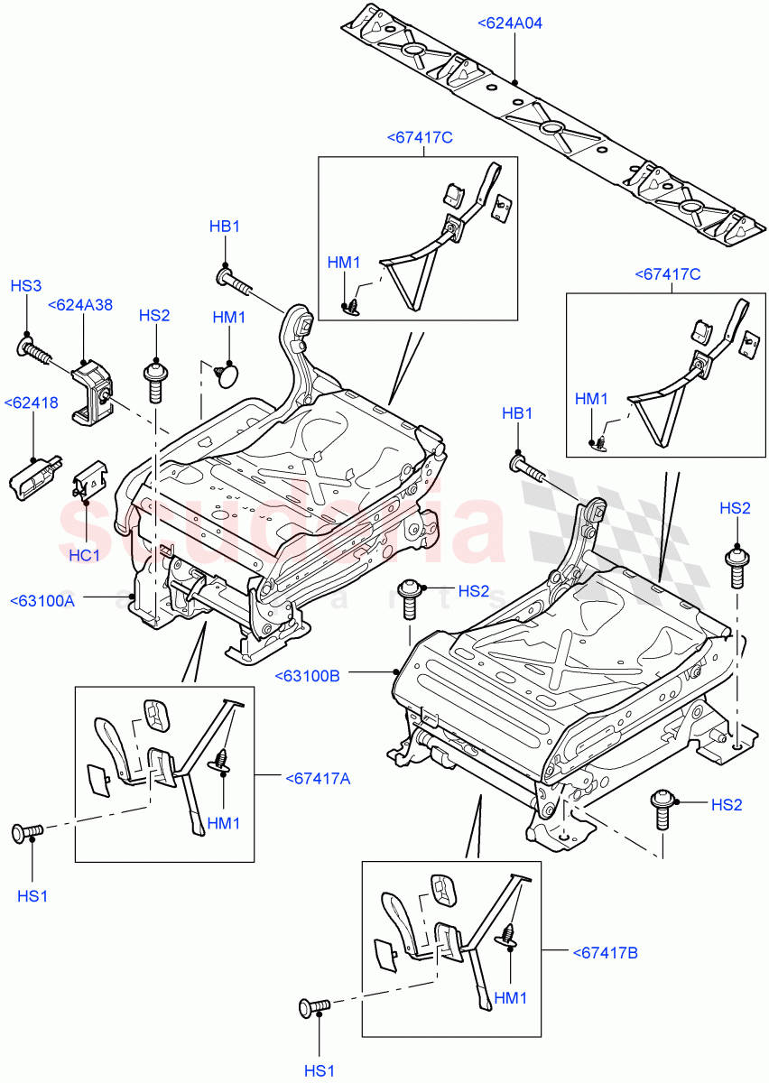 Rear Seat Frame (For Seat Cushion) (With 35/30/35 Split Fold Rear Seat) ((V) FROMAA000001) of Land Rover Land Rover Discovery 4 (2010-2016) [2.7 Diesel V6]