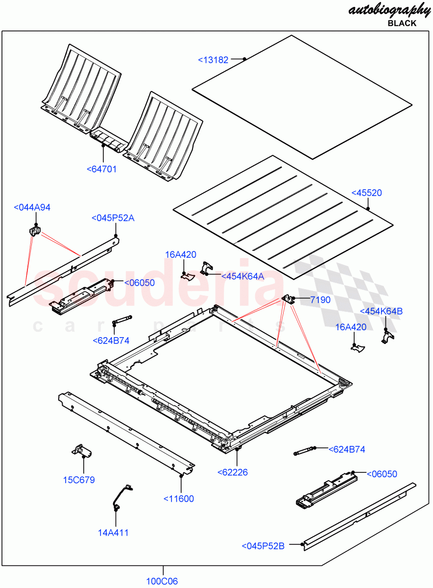 Load Compartment Trim (Autobiography Black / SV Autobiography) (Limited Edition Lux Leather, Loadspace Floor - Carpet, Perforated Soft Grain Leather, 2S AL Leather Diamond, Loadspace Floor - Veneer) ((V) FROMJA000001) of Land Rover Land Rover Range Rover (2012-2021) [3.0 DOHC GDI SC V6 Petrol]
