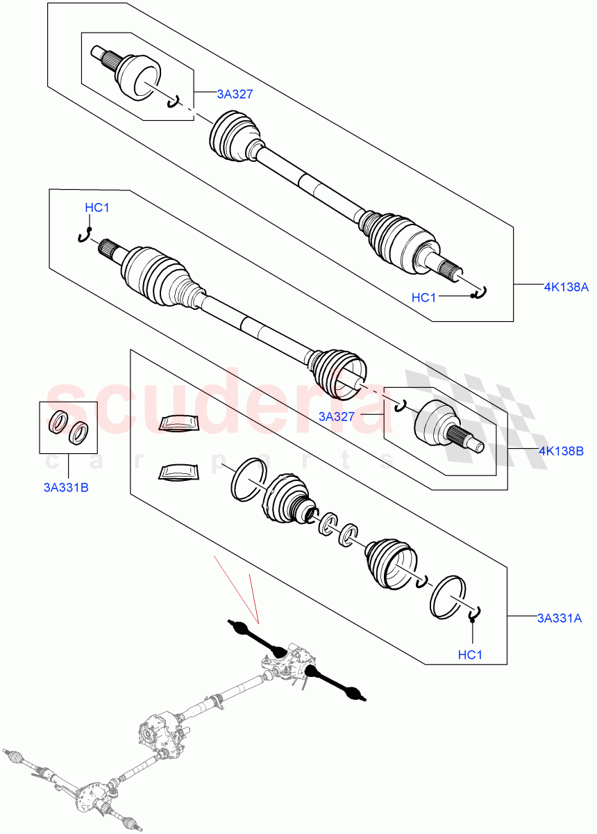 Drive Shaft - Rear Axle Drive (Driveshaft, Nitra Plant Build) ((V) FROMK2000001) of Land Rover Land Rover Discovery 5 (2017+) [3.0 I6 Turbo Petrol AJ20P6]