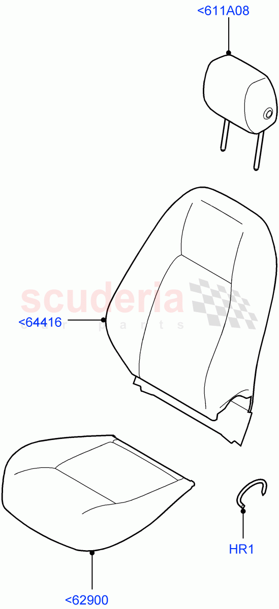 Front Seat Covers (Grained Cloth, Halewood (UK)) ((V) TOKH999999) of Land Rover Land Rover Discovery Sport (2015+) [2.0 Turbo Petrol GTDI]