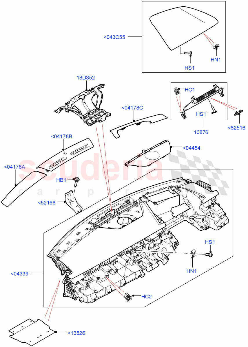 Instrument Panel (External Components, Upper) (Less Head Up Display) of Land Rover Land Rover Range Rover Velar (2017+) [2.0 Turbo Petrol AJ200P]
