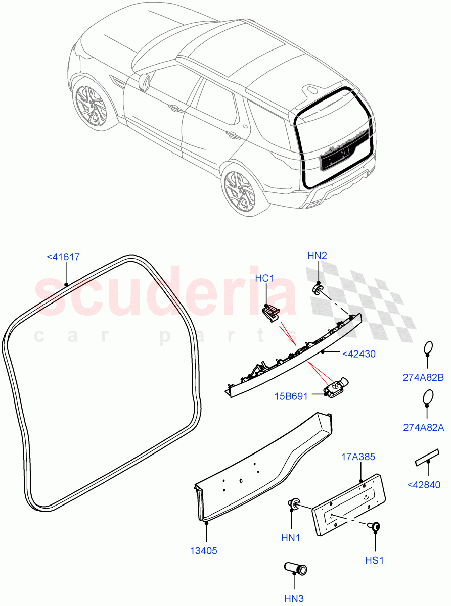 Luggage Compartment Door (Solihull Plant Build, Seal, Moulding) ((V) FROMHA000001) of Land Rover Land Rover Discovery 5 (2017+) [3.0 I6 Turbo Diesel AJ20D6]