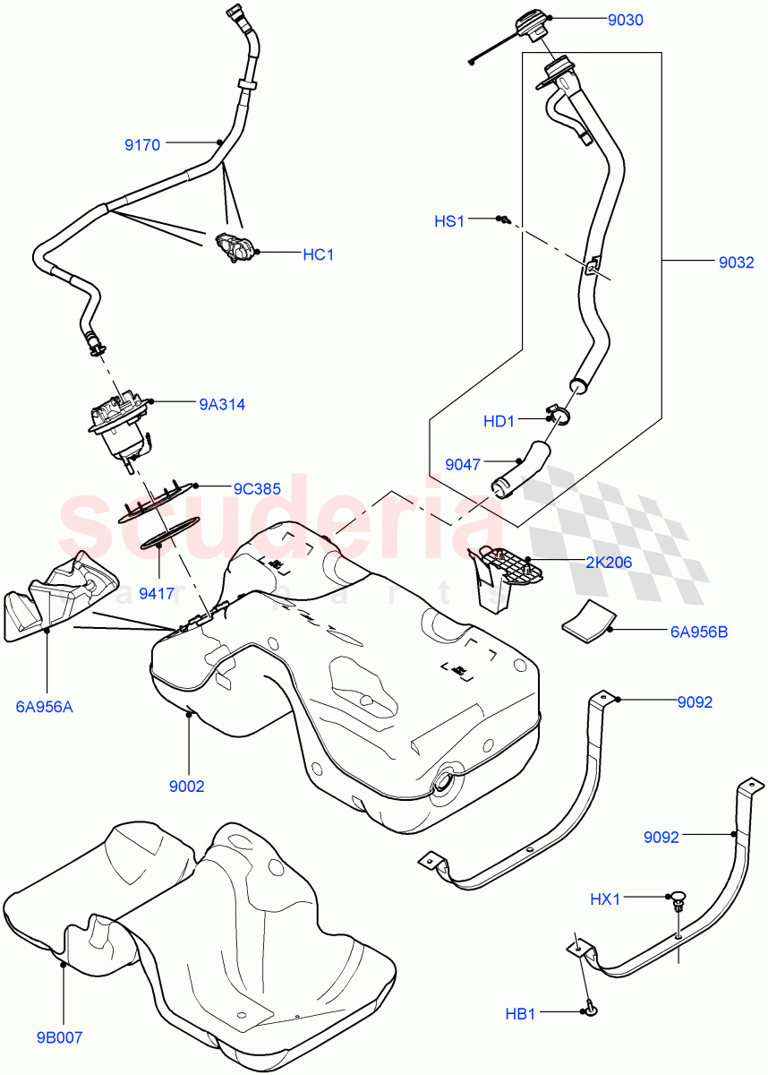 Fuel Tank & Related Parts (2.0L 16V TIVCT T/C 240PS Petrol, Changsu (China)) ((V) FROMEG000001) of Land Rover Land Rover Range Rover Evoque (2012-2018) [2.0 Turbo Petrol GTDI]