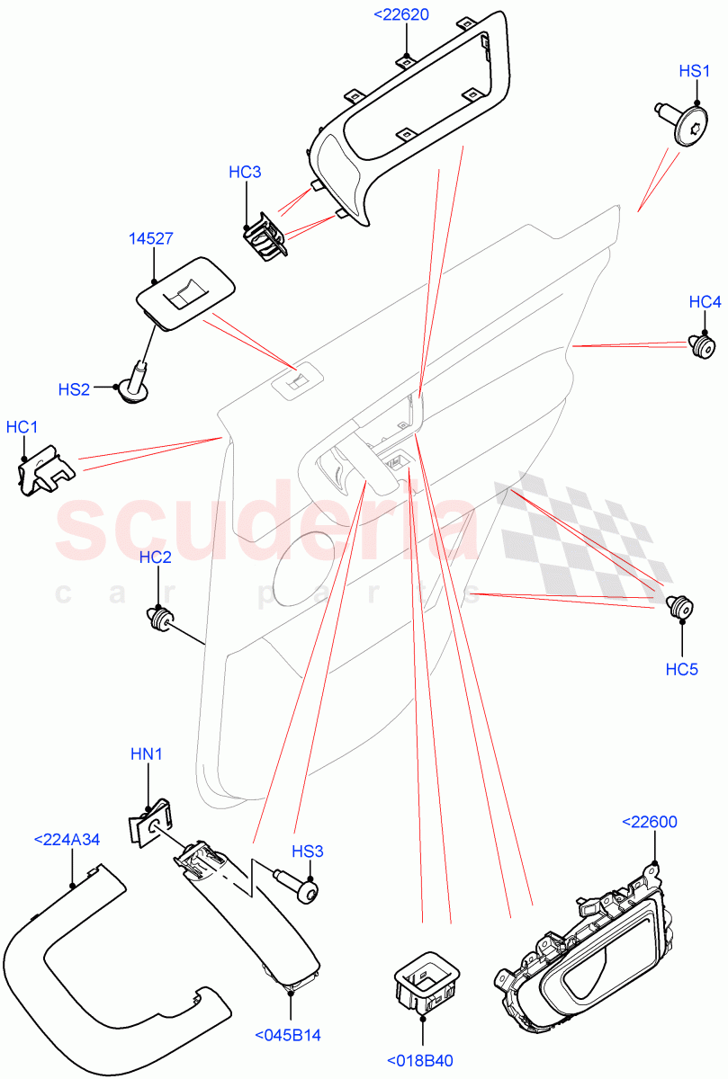 Rear Door Trim Installation (Changsu (China)) ((V) FROMFG000001, (V) TOKG446856) of Land Rover Land Rover Discovery Sport (2015+) [1.5 I3 Turbo Petrol AJ20P3]