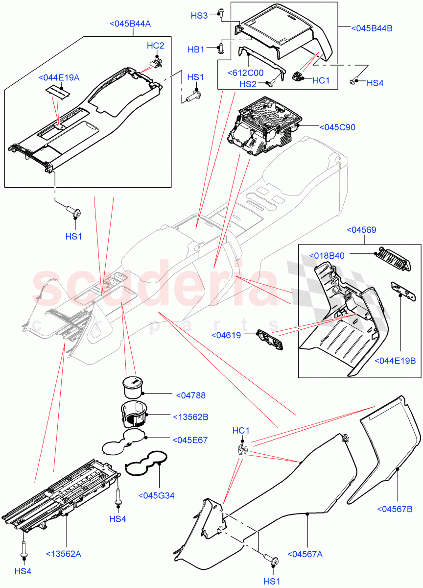 Console - Floor (Front, For Carrier Assy, External Components) (Long Wheelbase) ((V) FROMEA000001) of Land Rover Land Rover Range Rover (2012-2021) [4.4 DOHC Diesel V8 DITC]