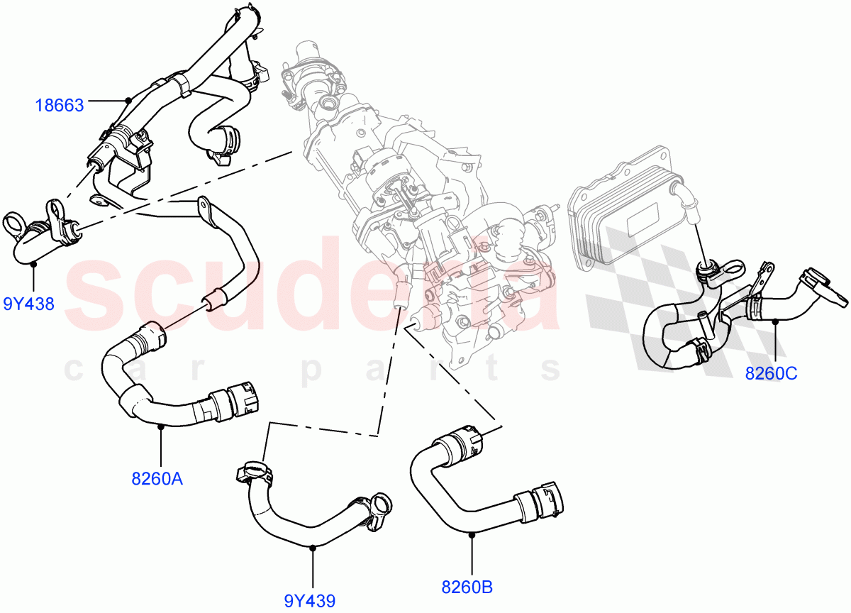 EGR Cooling System (2.0L I4 DSL MID DOHC AJ200, Euro Stage 4 Emissions) ((V) FROMHH000001) of Land Rover Land Rover Discovery Sport (2015+) [2.0 Turbo Diesel]
