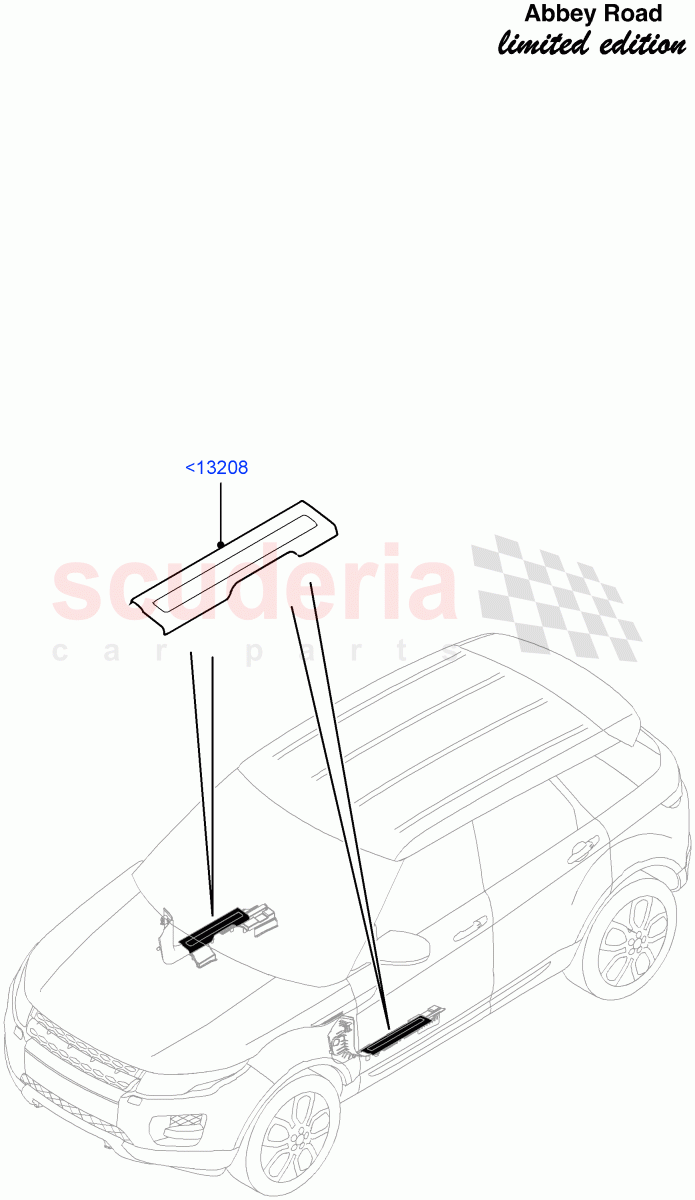 Side Trim (Abbey Road LE) (5 Door, Front Scuff Plate - Zebra Etching, Halewood (UK)) ((V) FROMFH000001) of Land Rover Land Rover Range Rover Evoque (2012-2018) [2.0 Turbo Diesel]