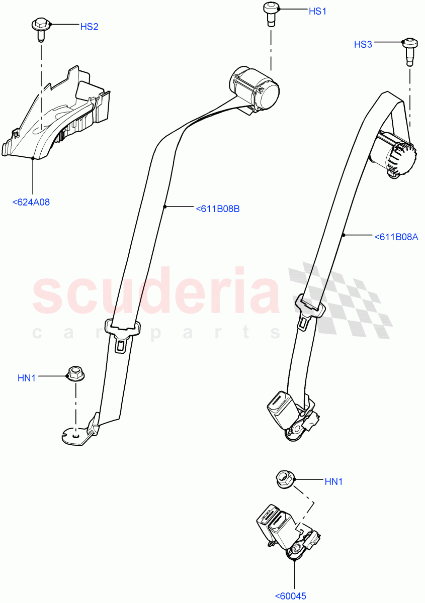 Rear Seat Belts (Changsu (China)) ((V) FROMEG000001) of Land Rover Land Rover Range Rover Evoque (2012-2018) [2.0 Turbo Diesel]