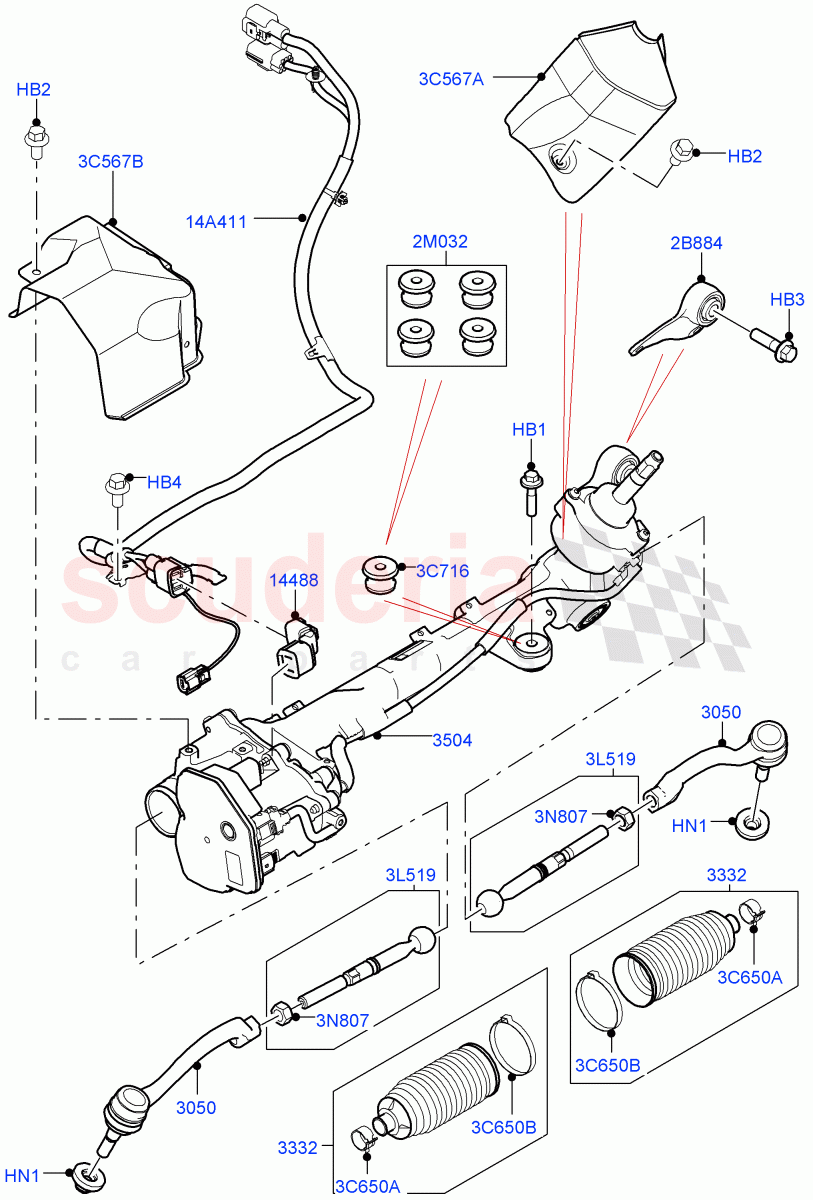 Steering Gear ((V) TOLA999999) of Land Rover Land Rover Range Rover Velar (2017+) [3.0 DOHC GDI SC V6 Petrol]