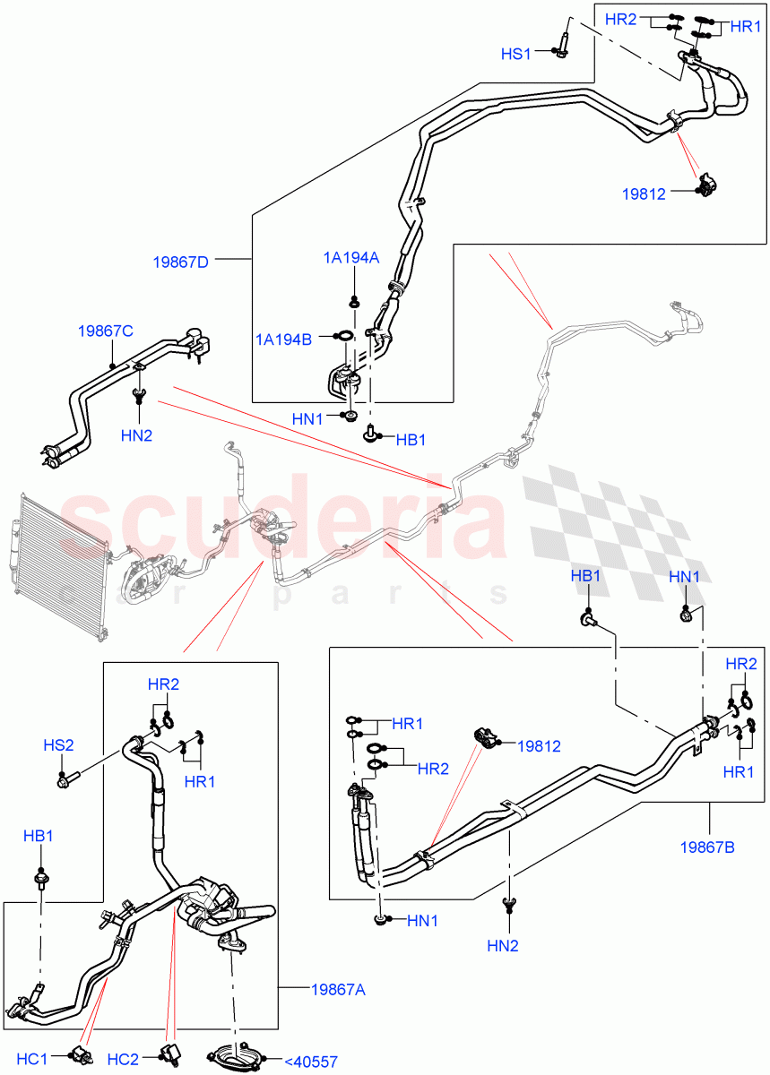 Air Conditioning Condensr/Compressr (Premium Air Conditioning-Front/Rear, Electric Engine Battery-MHEV) ((V) FROMKA000001) of Land Rover Land Rover Range Rover (2012-2021) [2.0 Turbo Petrol AJ200P]