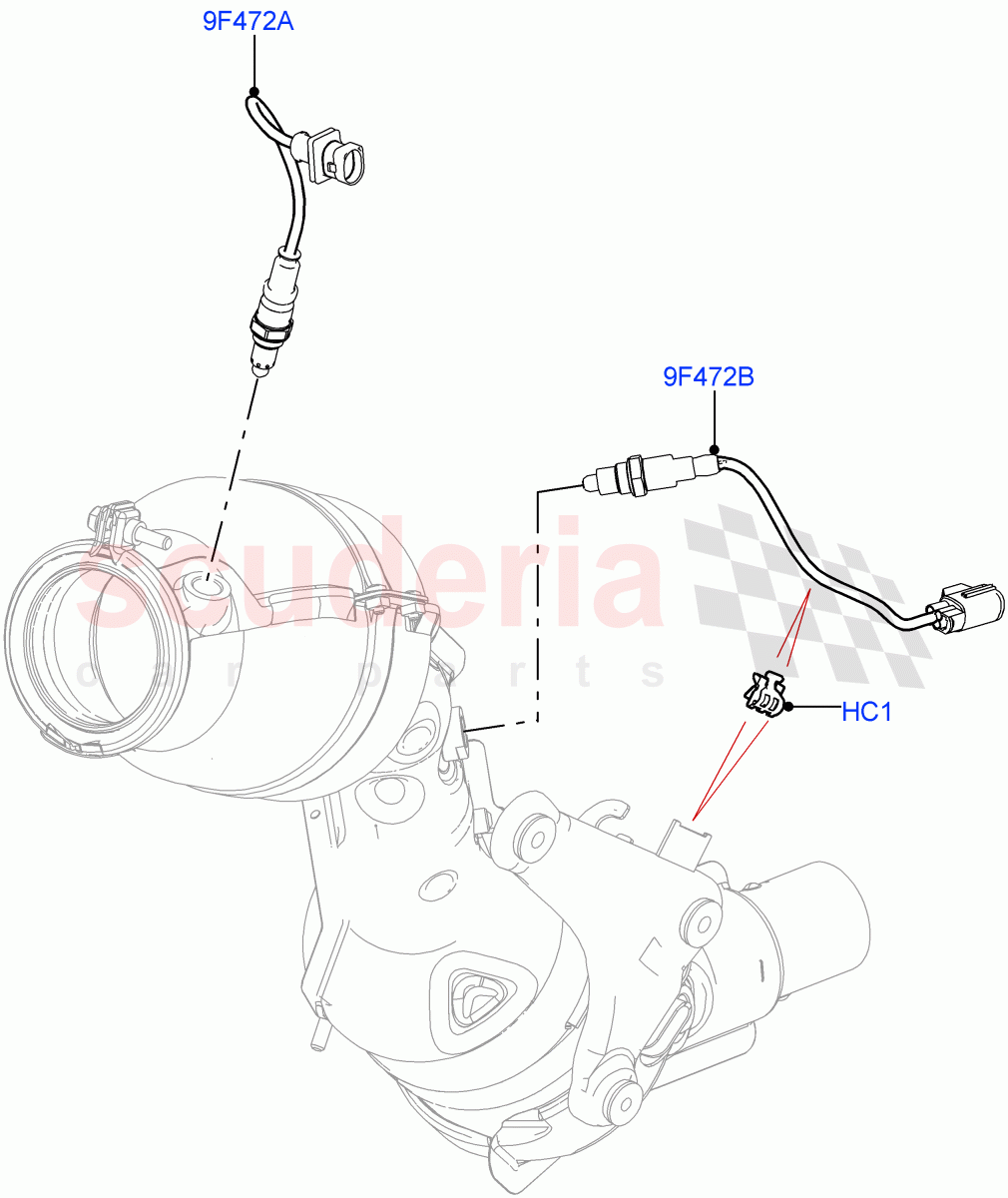 Exhaust Sensors And Modules (Solihull Plant Build) (2.0L AJ200P Hi PHEV, EU6 Emissions, 2.0L I4 High DOHC AJ200 Petrol, Proconve L6 Emissions, EU2, Stage V European Emissions) ((V) FROMJA000001) of Land Rover Land Rover Range Rover (2012-2021) [2.0 Turbo Petrol AJ200P]