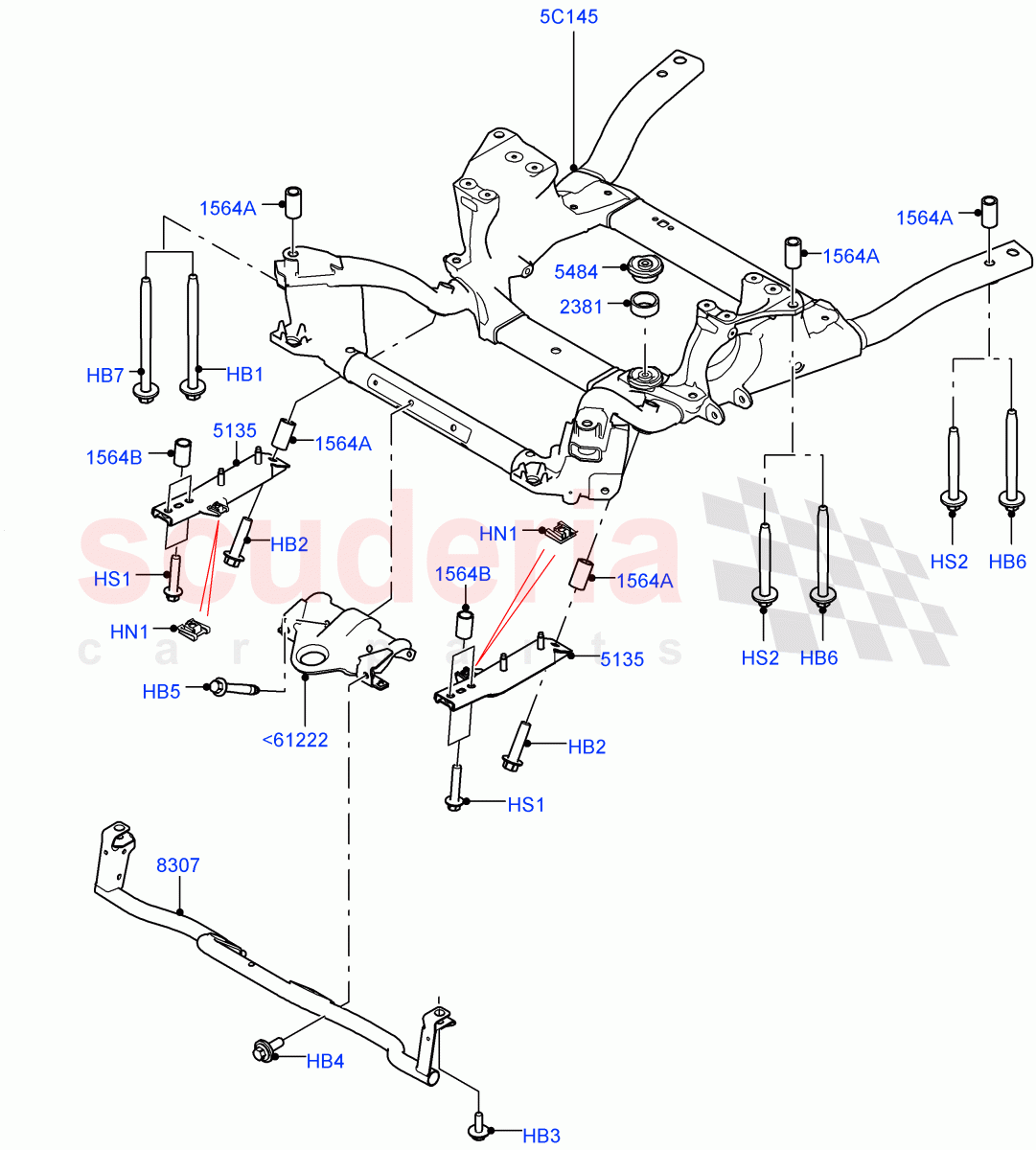 Front Cross Member & Stabilizer Bar (Crossmember) ((V) TOHA999999) of Land Rover Land Rover Range Rover (2012-2021) [3.0 DOHC GDI SC V6 Petrol]