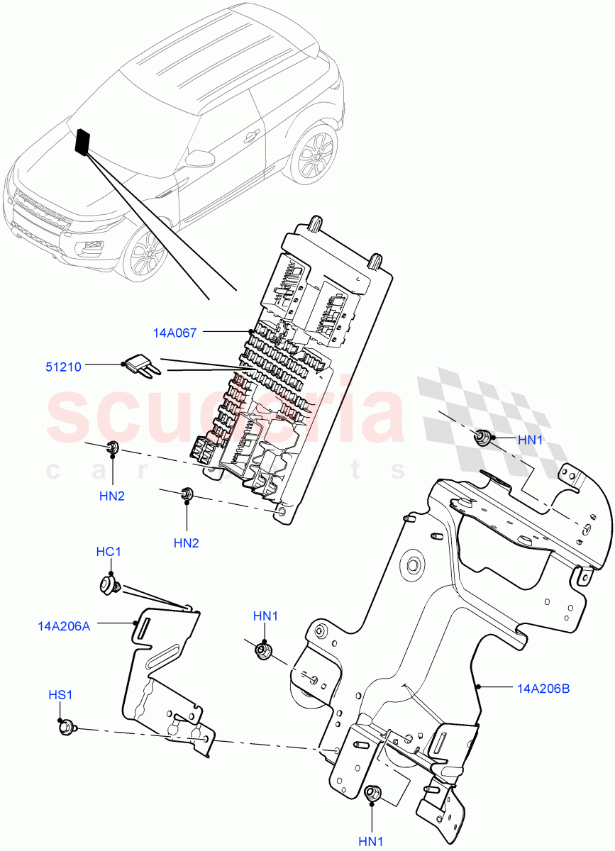 Fuses, Holders And Circuit Breakers (Passenger Compartment) (Itatiaia (Brazil)) ((V) FROMGT000001) of Land Rover Land Rover Range Rover Evoque (2012-2018) [2.0 Turbo Petrol AJ200P]
