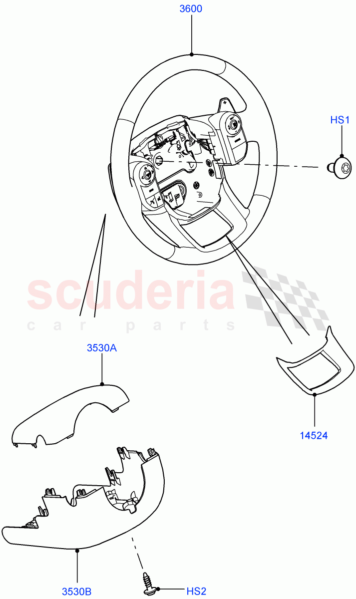 Steering Wheel (Version - Core, Non SVR) of Land Rover Land Rover Range Rover Sport (2014+) [5.0 OHC SGDI SC V8 Petrol]